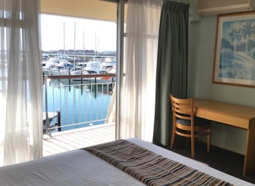 Bedroom with harbour view