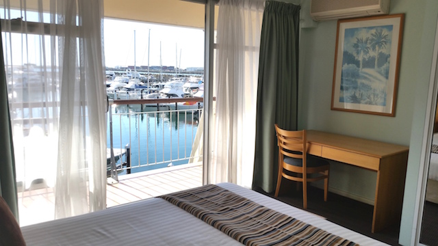 Bedroom with harbour view