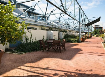 Outside setting in brick courtyard