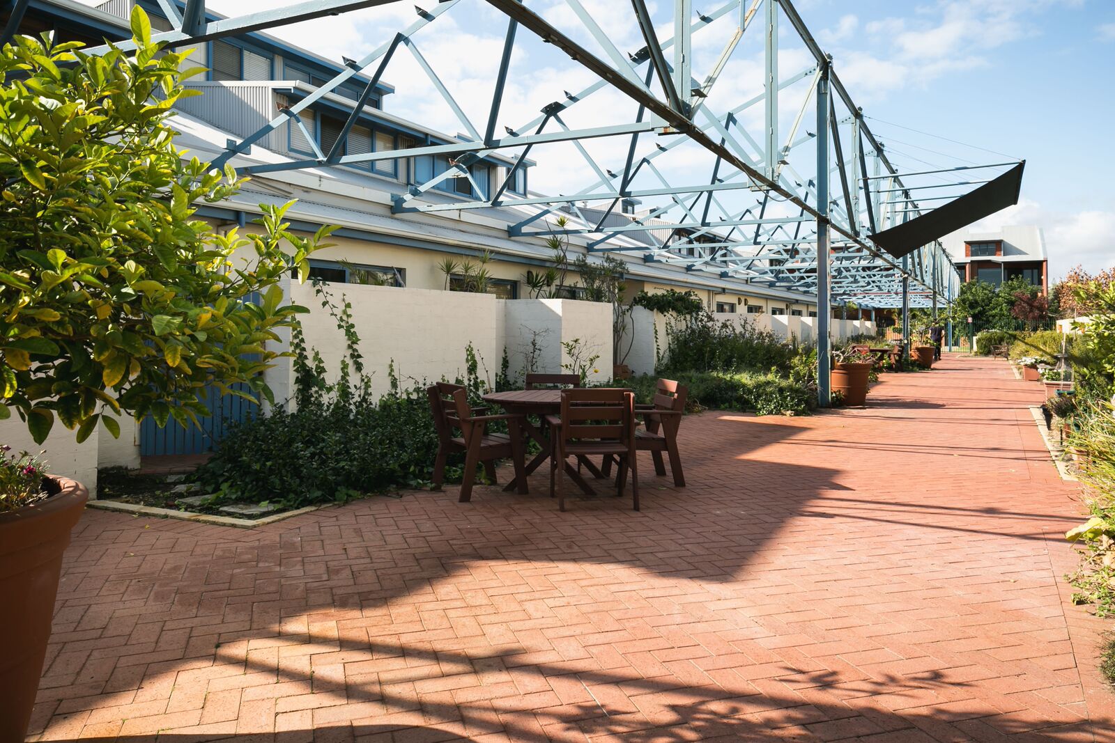 Outside setting in brick courtyard